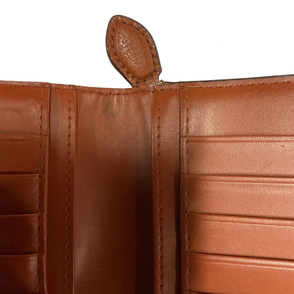 Lauren Ralph Lauren Women's Logo Embossed Leather Zip Wallet Cognac Brown One Sz